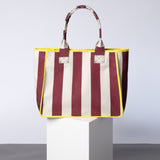 Carry All Bag - bold stripes wine red/sand - VIVI MARI