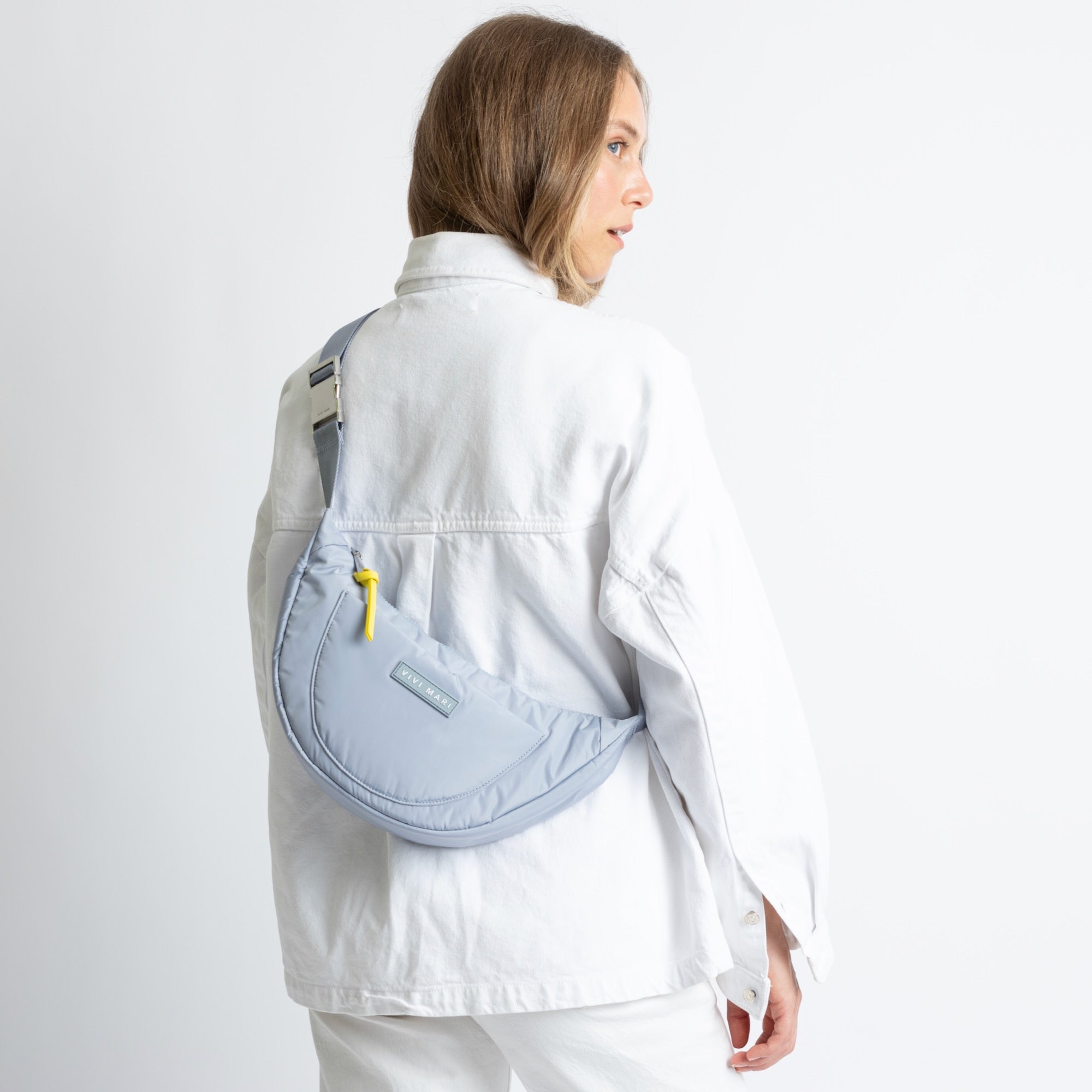 Padded Hip Bag medium - ash blue - VIVI MARI