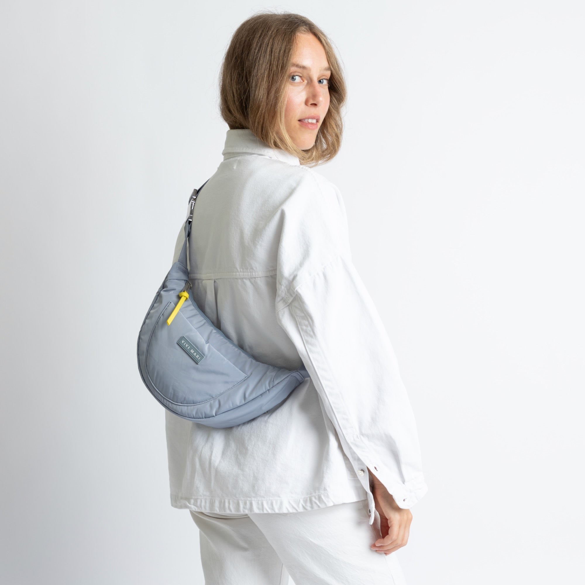 Padded Hip Bag medium - ash blue - VIVI MARI