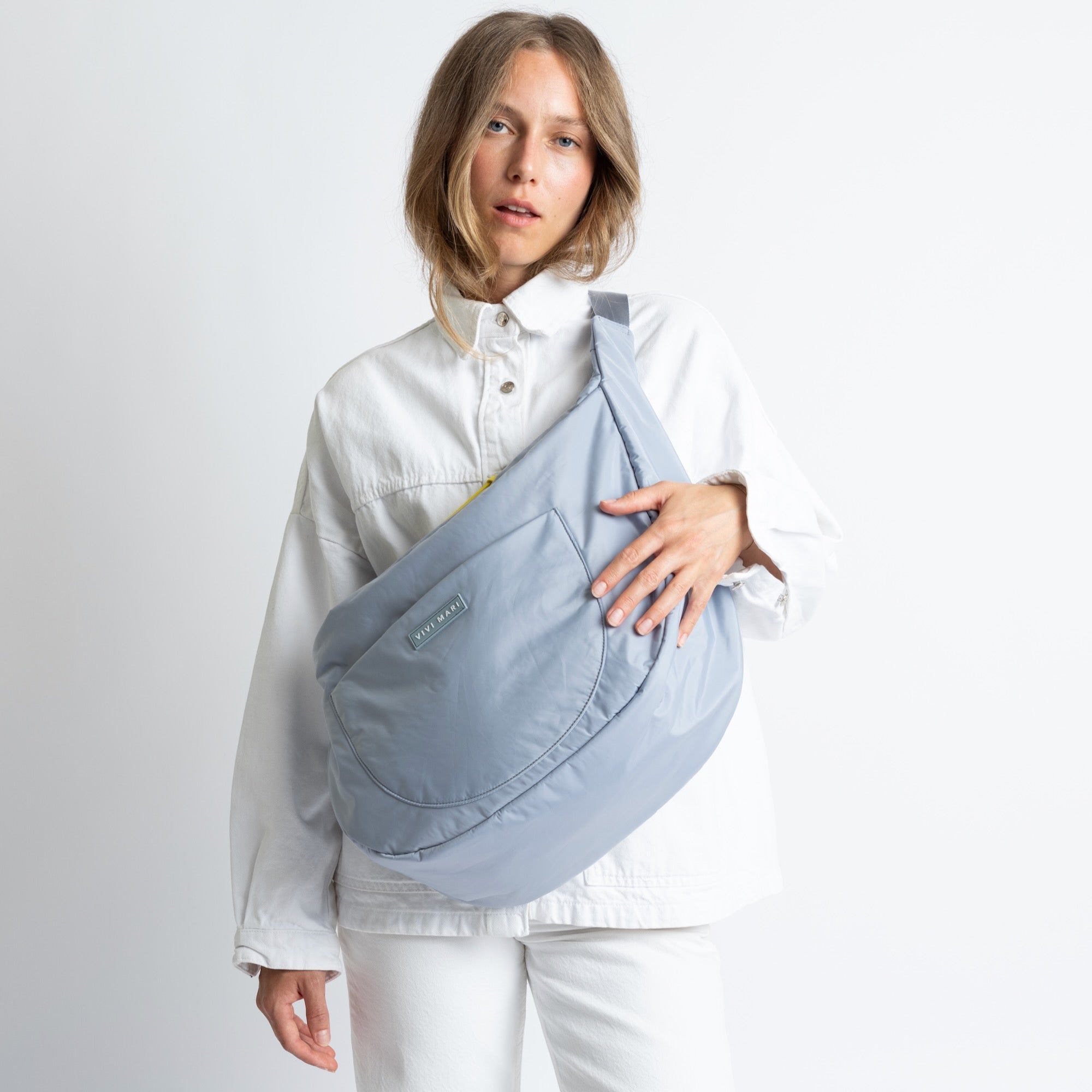 Padded Hip Bag oversized - ash blue - VIVI MARI