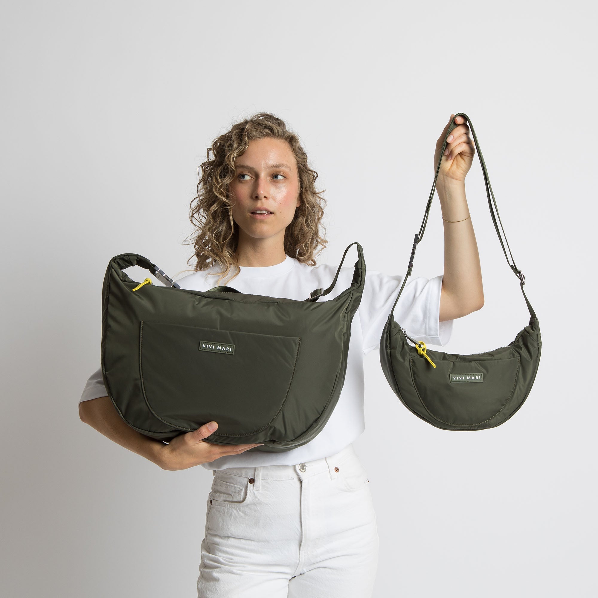 Padded Hip Bag oversized - olive - VIVI MARI