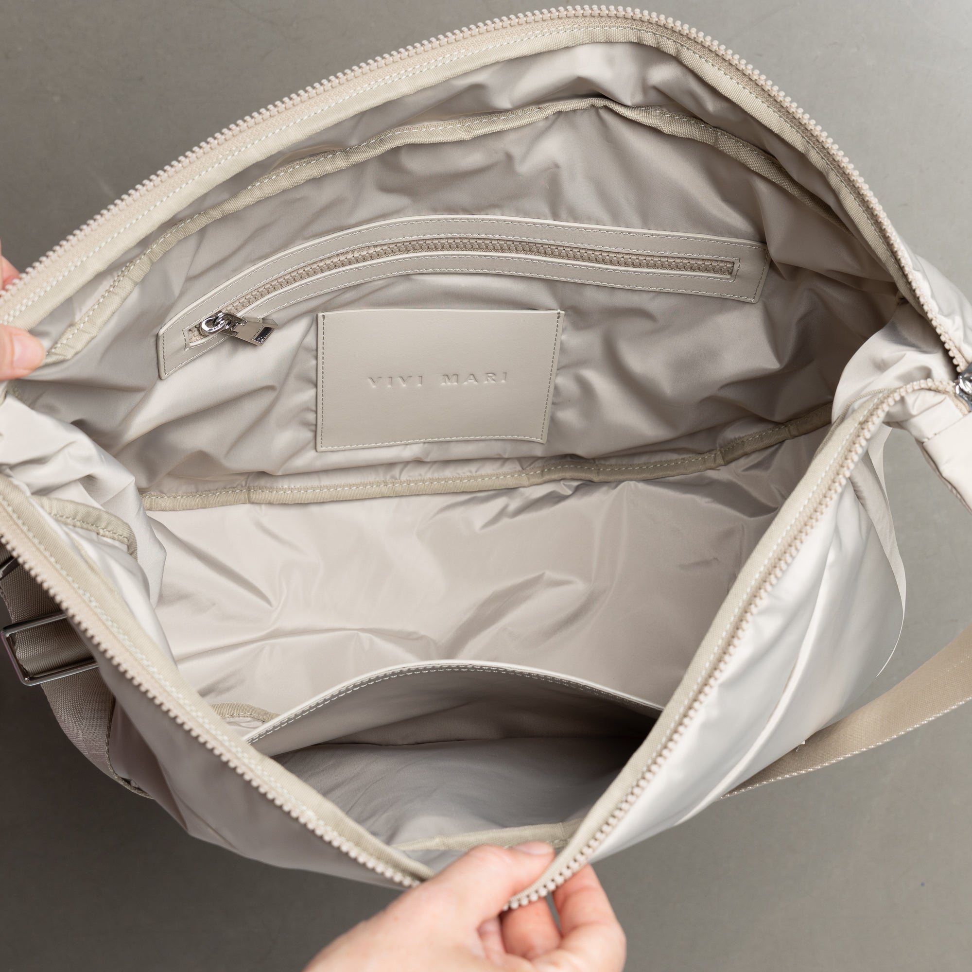 Padded Hip Bag oversized - stone - VIVI MARI