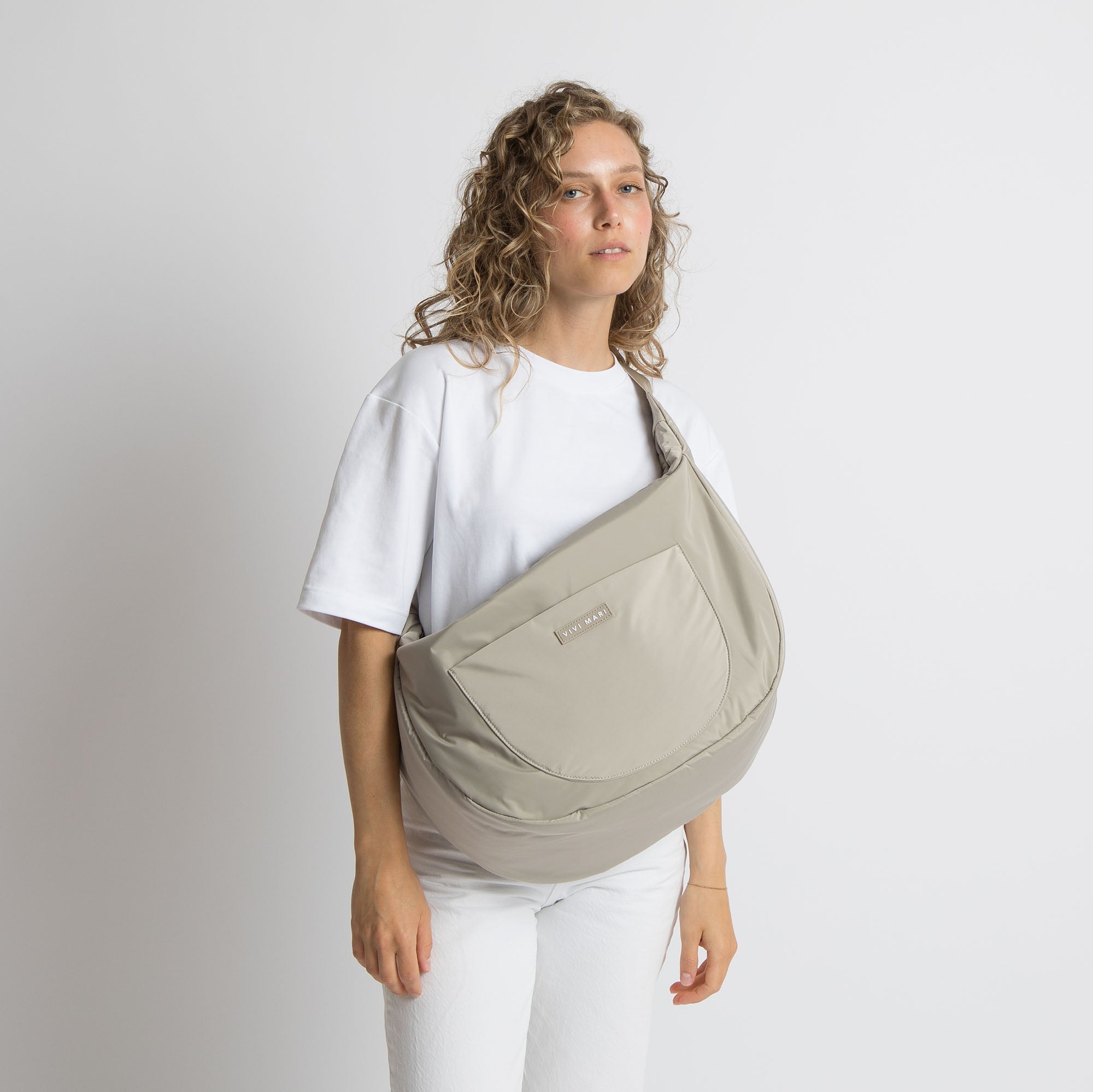 Padded Hip Bag oversized - stone - VIVI MARI