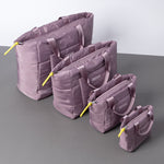 padded tote bag large + strap basic woven slim - ash plum - VIVI MARI