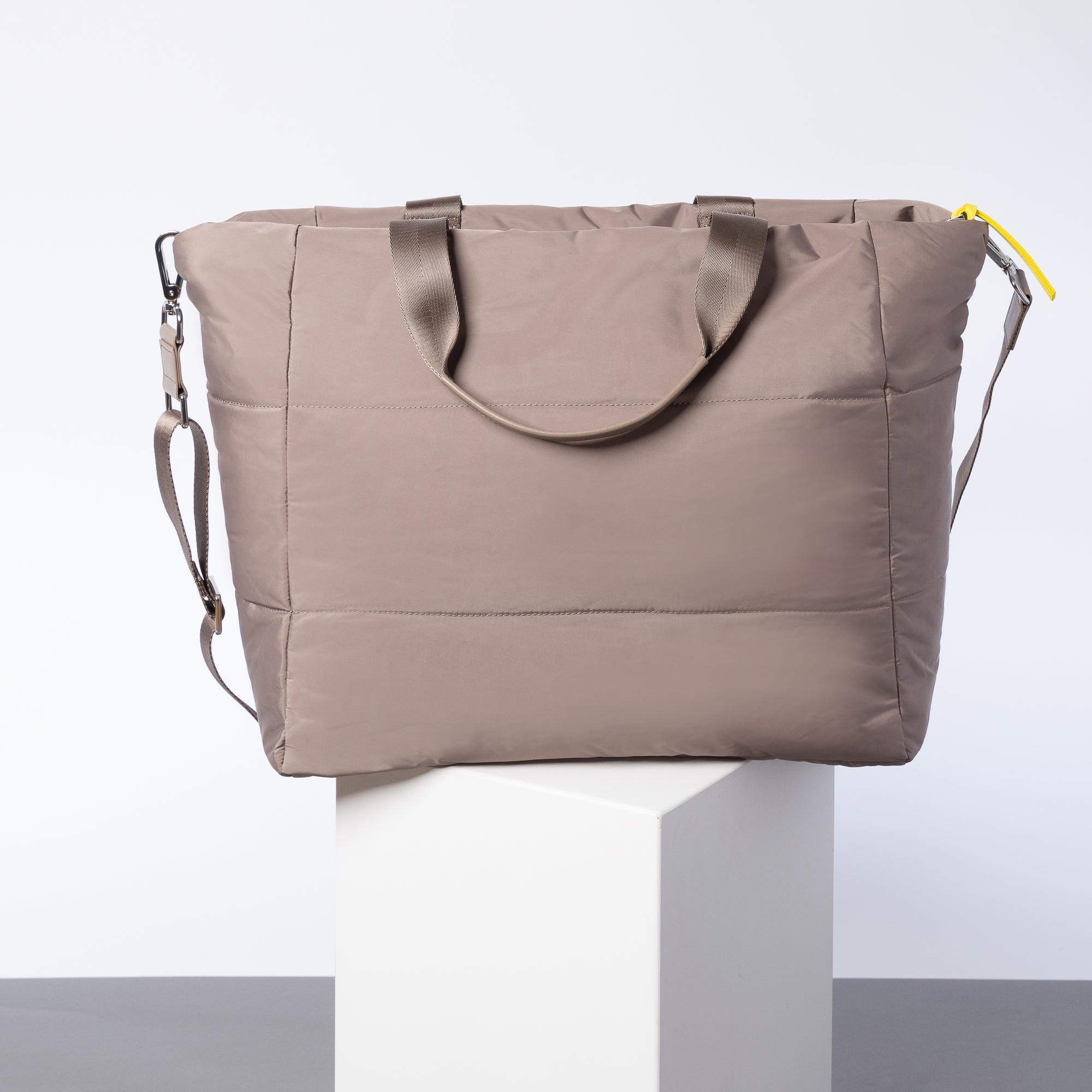 padded tote bag large + strap basic woven slim - dark mushroom - VIVI MARI