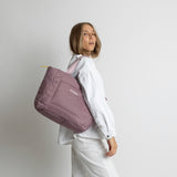 padded tote bag medium + strap basic woven slim - ash plum - VIVI MARI