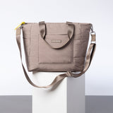 padded tote bag medium + strap basic woven slim - dark mushroom - VIVI MARI