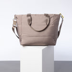 padded tote bag medium + strap basic woven slim - dark mushroom - VIVI MARI