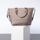 padded tote bag medium + strap basic woven slim - dark mushroom - VIVI MARI