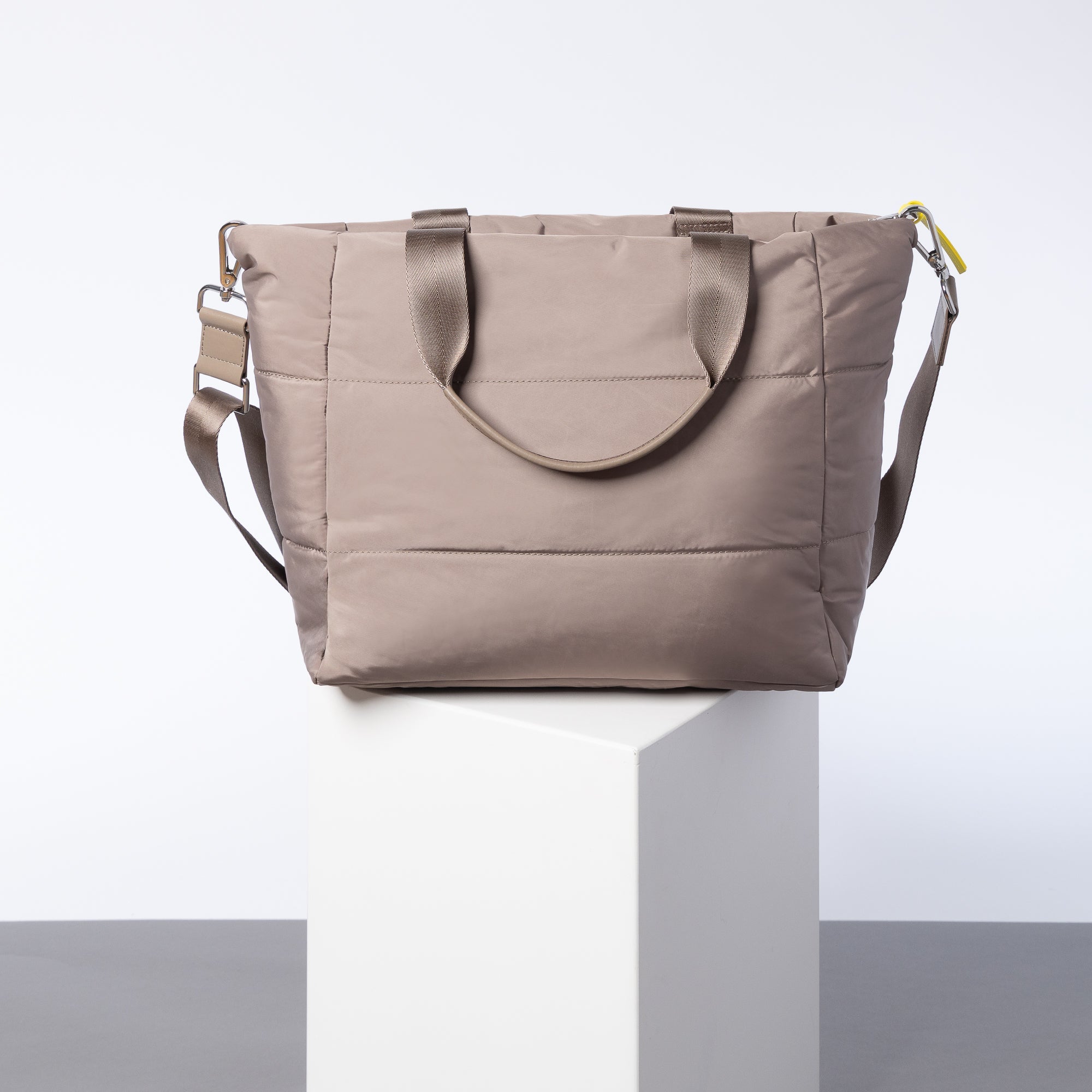 padded tote bag medium + strap basic woven slim - dark mushroom - VIVI MARI