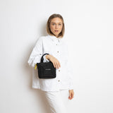 padded tote bag mini + strap basic woven slim - black - VIVI MARI