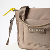 padded tote bag mini + strap basic woven slim - dark mushroom - VIVI MARI