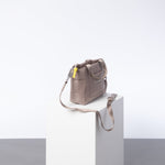 padded tote bag mini + strap basic woven slim - dark mushroom - VIVI MARI