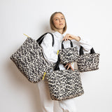 padded tote bag mini + strap basic woven slim - leo splashes black/sand - VIVI MARI