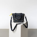 padded tote bag mini + strap basic woven slim - leo splashes navy/olive - VIVI MARI