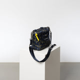 padded tote bag mini + strap basic woven slim - leo splashes navy/olive - VIVI MARI