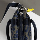 padded tote bag mini + strap basic woven slim - leo splashes navy/olive - VIVI MARI