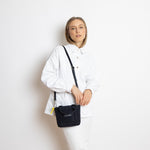 padded tote bag mini + strap basic woven slim - navy - VIVI MARI