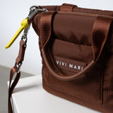 padded tote bag mini + strap basic woven slim - tan - VIVI MARI