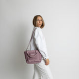 padded tote bag small + strap basic woven slim - ash plum - VIVI MARI
