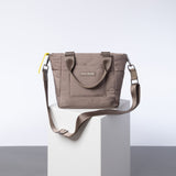 padded tote bag small + strap basic woven slim - dark mushroom - VIVI MARI