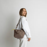 padded tote bag small + strap basic woven slim - dark mushroom - VIVI MARI