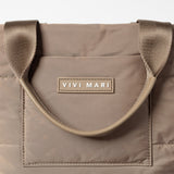 padded tote bag small + strap basic woven slim - dark mushroom - VIVI MARI