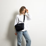 padded tote bag small + strap basic woven slim - navy - VIVI MARI