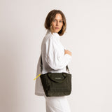 padded tote bag small + strap basic woven slim - olive - VIVI MARI