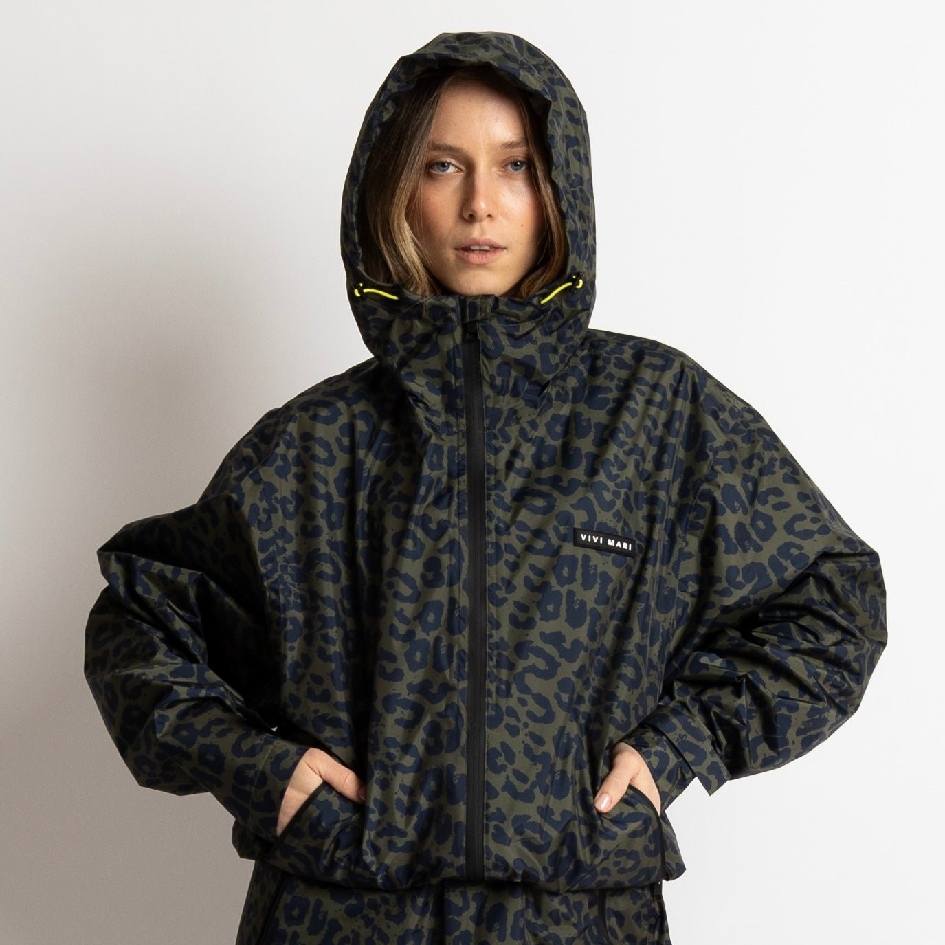 Rain Jacket leo splashes navy/olive - VIVI MARI