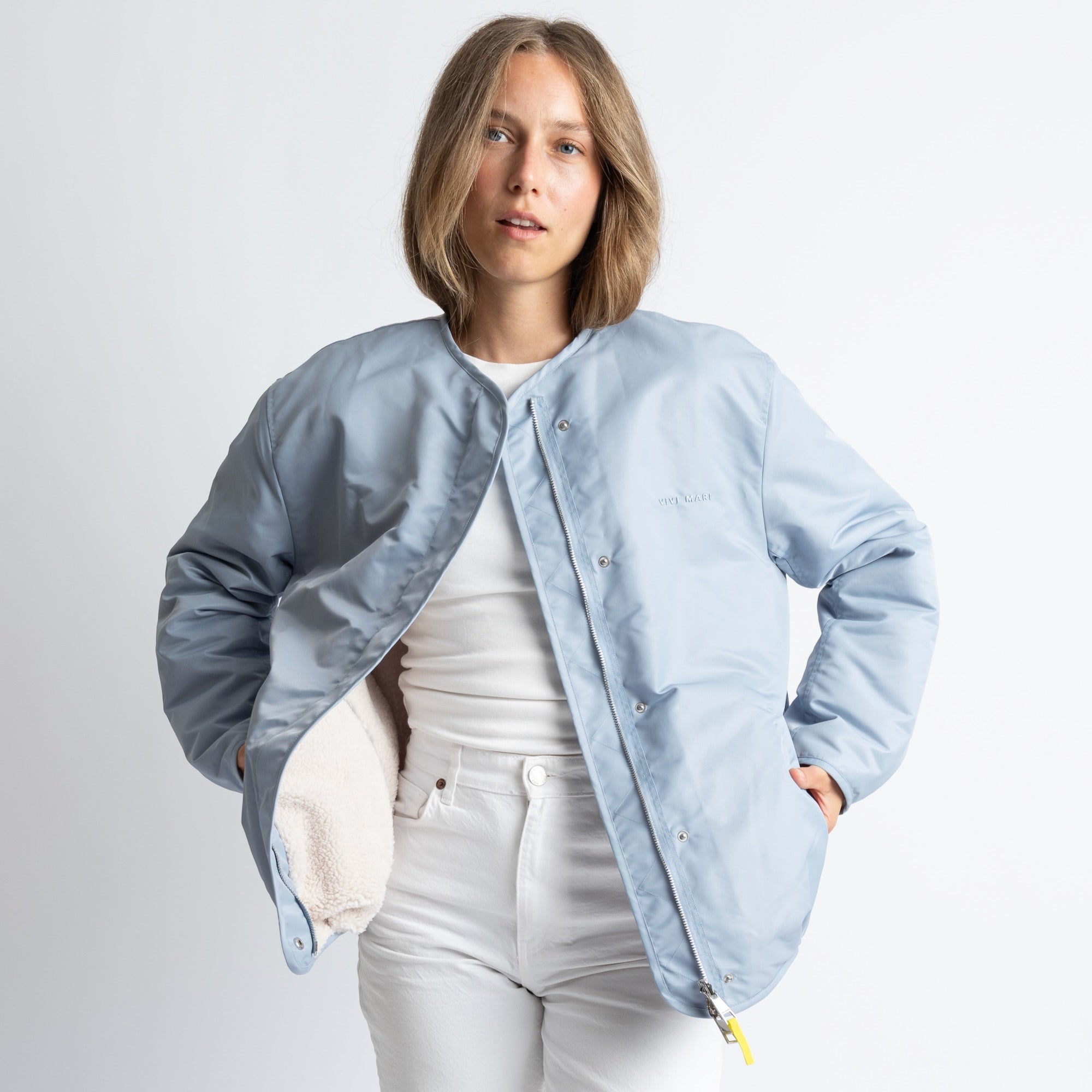 Reversible Bomber Jacket - ash blue/sand - VIVI MARI