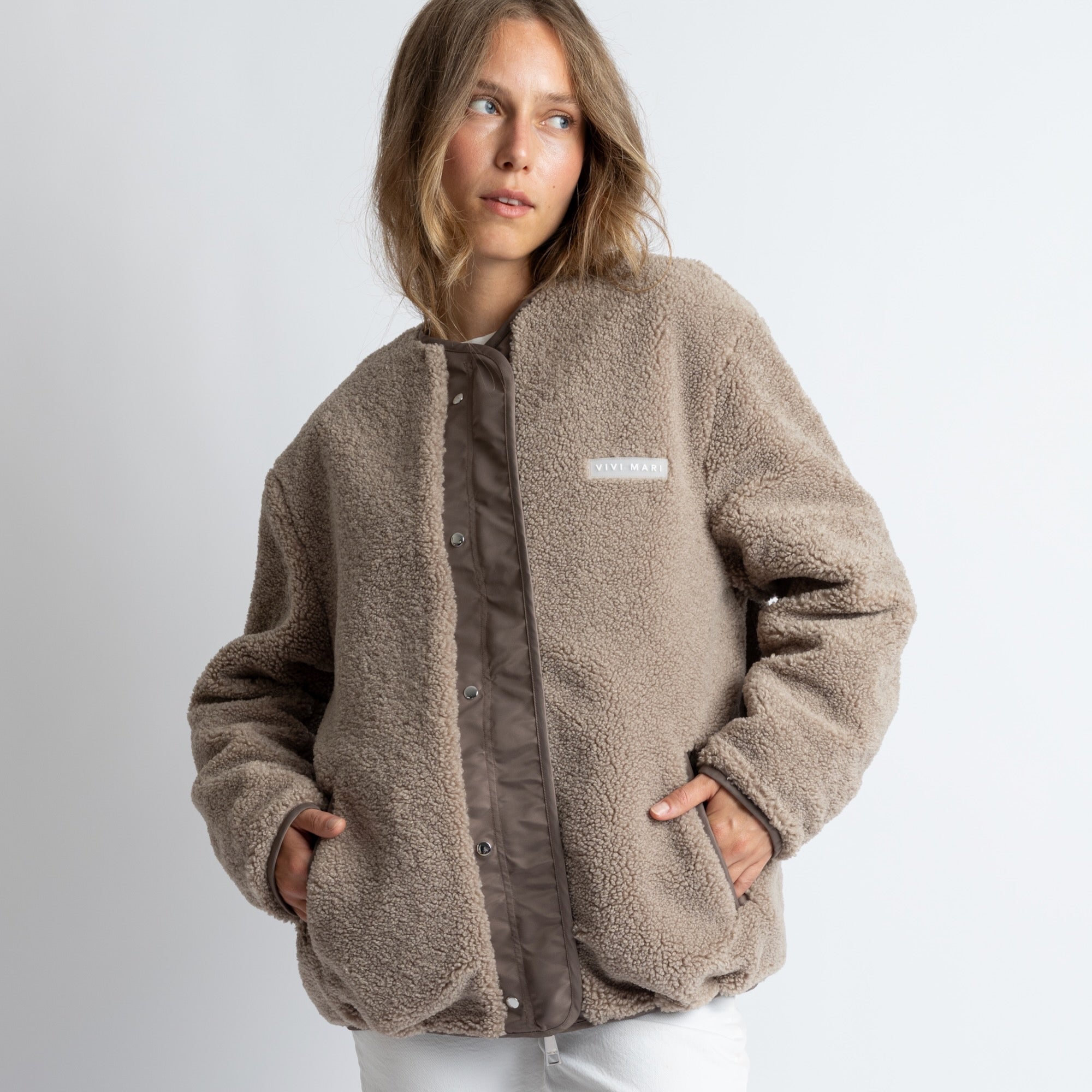 Reversible Bomber Jacket - dark mushroom/mushroom - VIVI MARI
