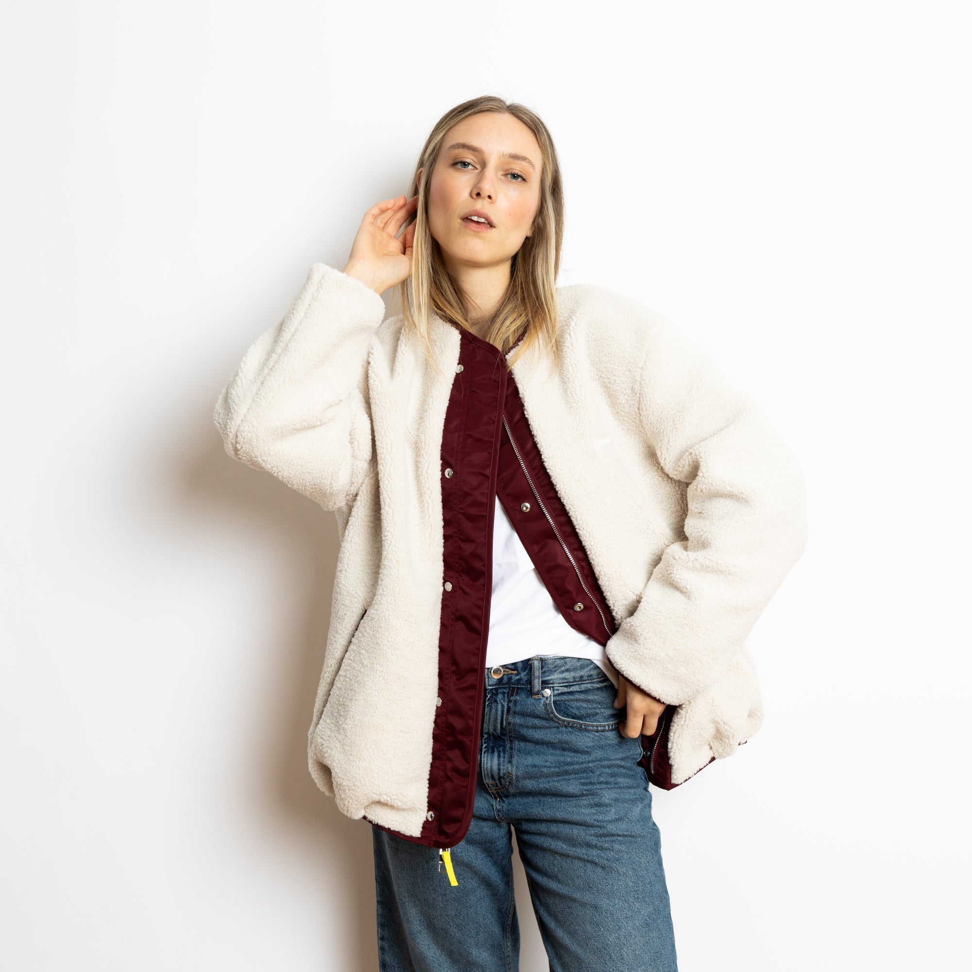 Reversible Bomber Jacket - wine red/sand - VIVI MARI