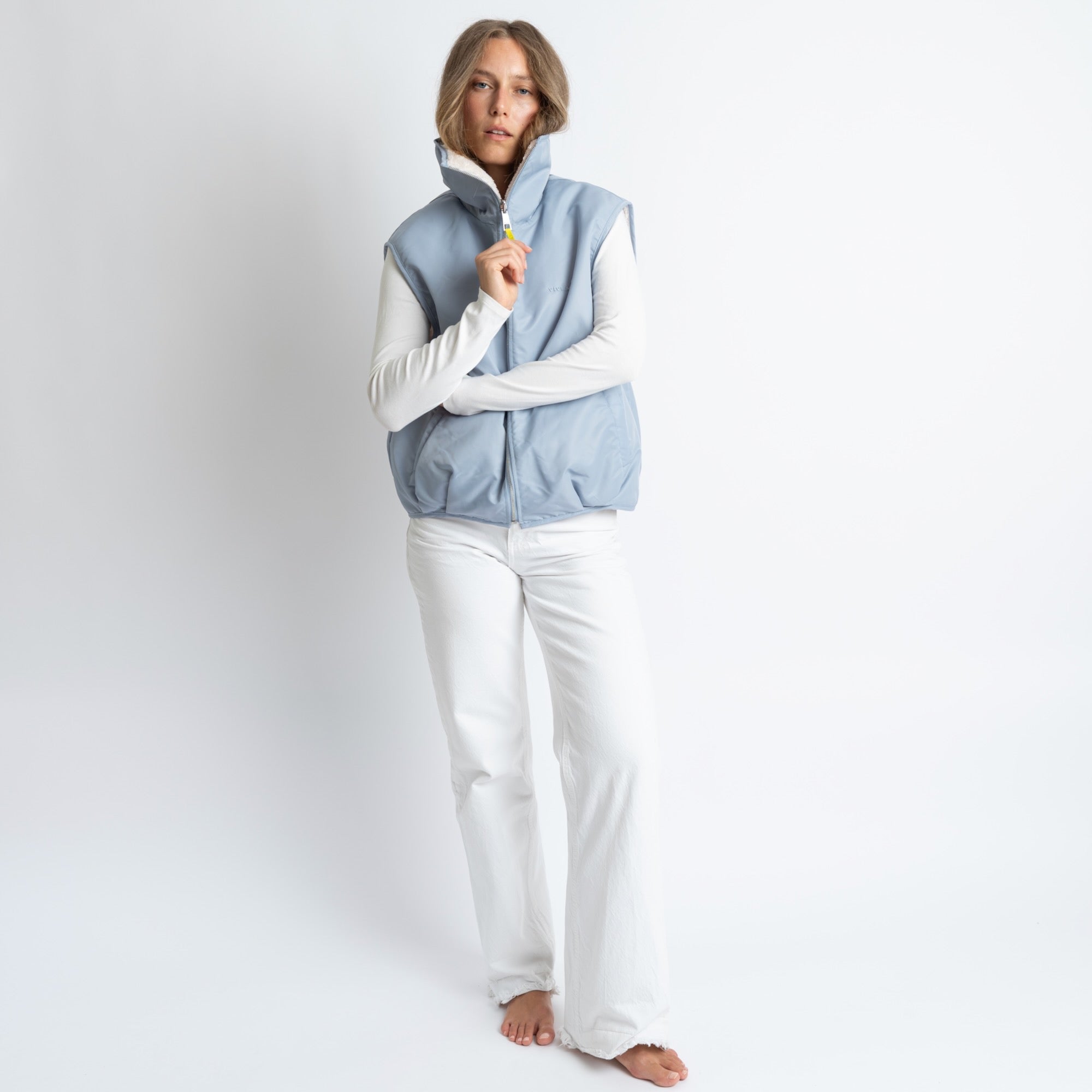 Reversible Bomber Vest - ash blue/sand - VIVI MARI