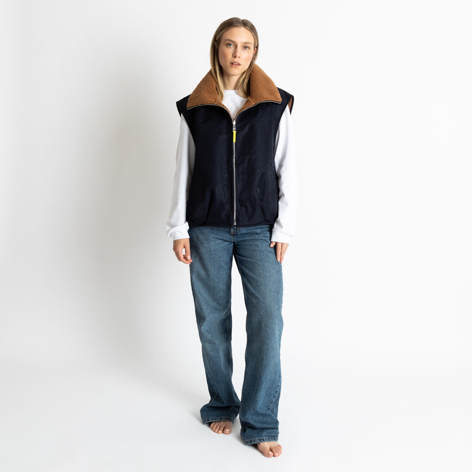 Reversible Bomber Vest - navy/caramel - VIVI MARI