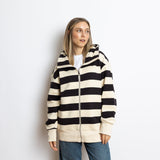 Sweat Jacket hoodie - bold stripes black/sand - VIVI MARI