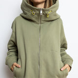 Sweat Jacket hoodie - solid pale olive - VIVI MARI