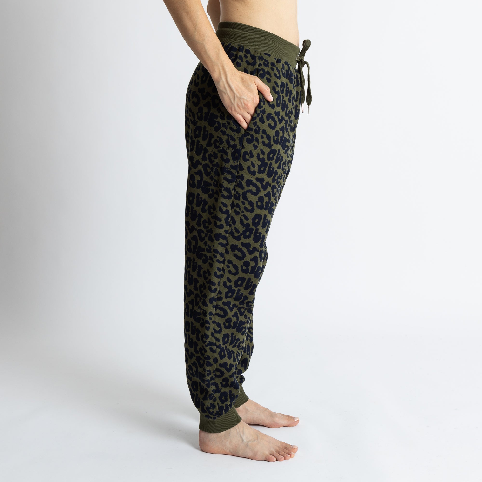 Sweat Pants - leo splashes navy/olive - VIVI MARI