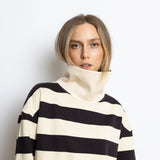 Sweatshirt turtle neck - bold stripes black/sand - VIVI MARI