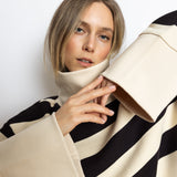 Sweatshirt turtle neck - bold stripes black/sand - VIVI MARI