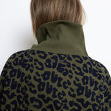 Sweatshirt turtle neck - leo splashes navy/olive - VIVI MARI