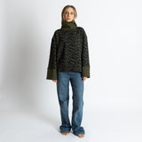 Sweatshirt turtle neck - leo splashes navy/olive - VIVI MARI