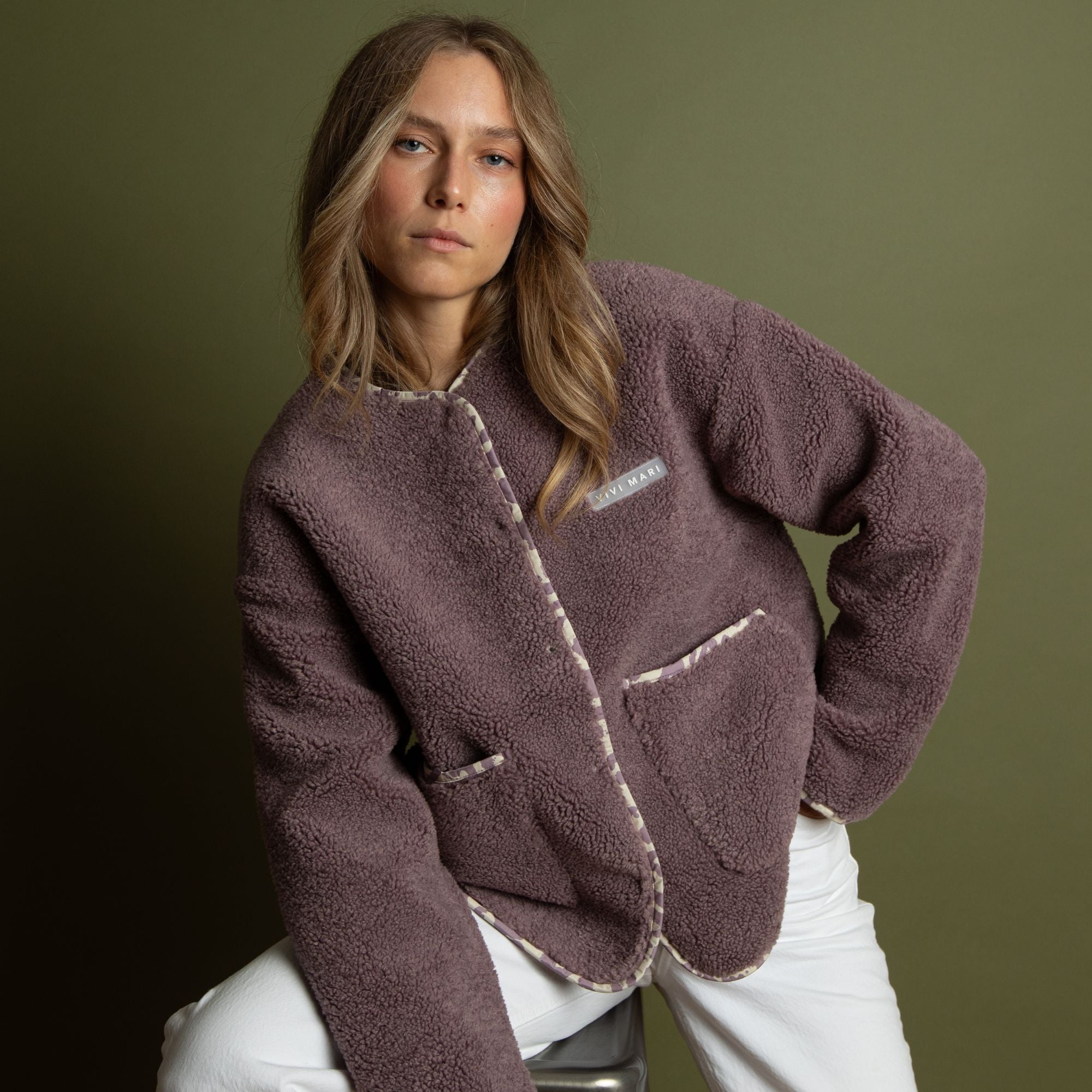 Teddy Fleece Jacket - ash plum - VIVI MARI