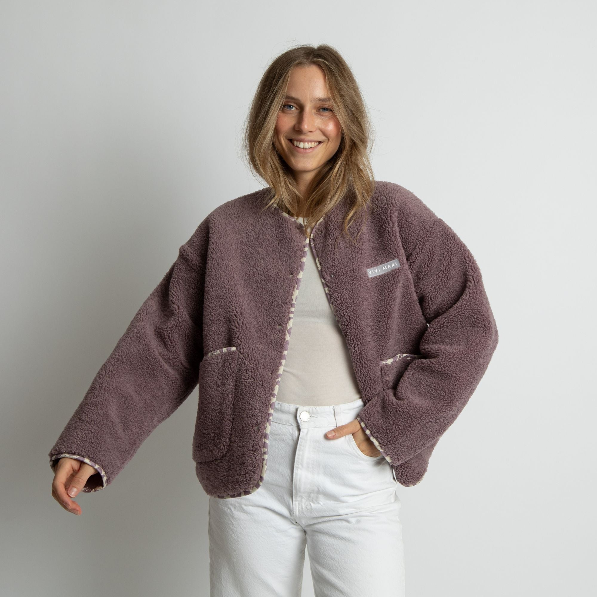 Teddy Fleece Jacket - ash plum - VIVI MARI
