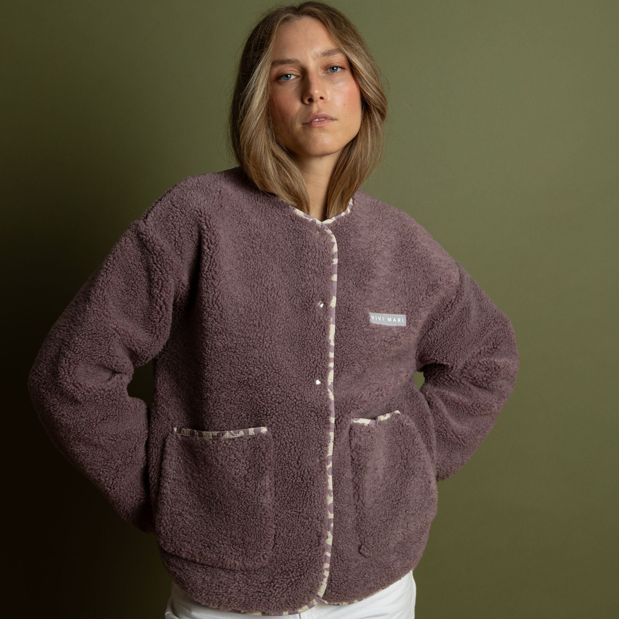 Teddy Fleece Jacket - ash plum - VIVI MARI
