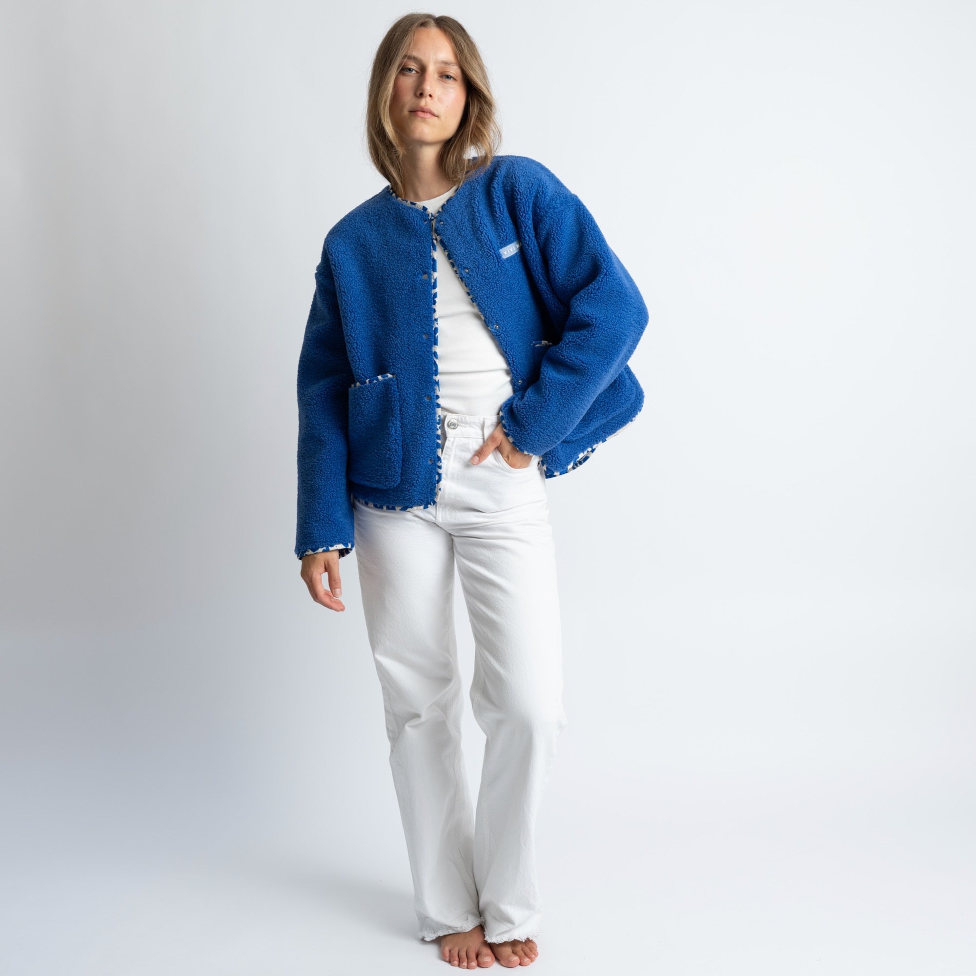 Teddy Fleece Jacket - blue - VIVI MARI
