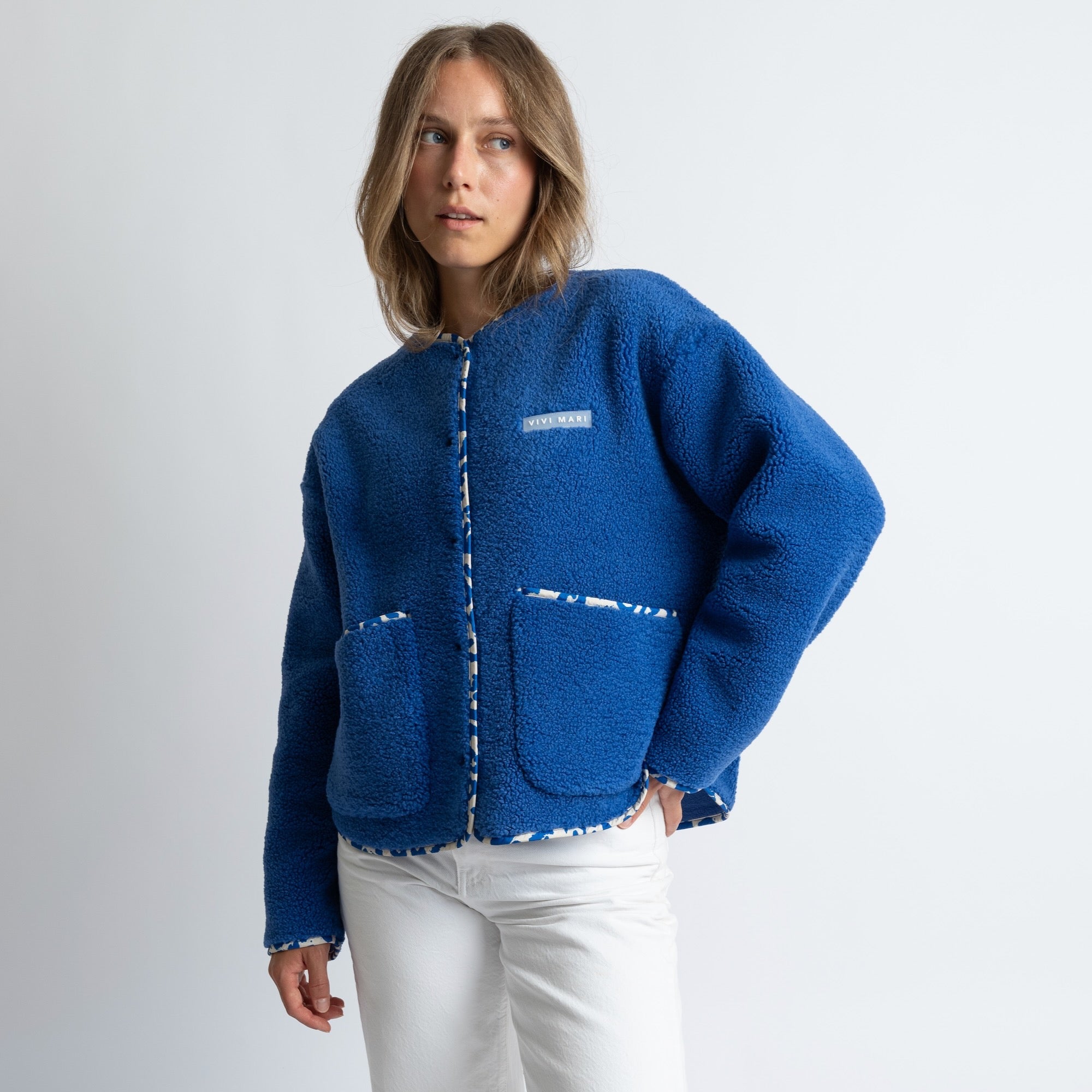 Teddy Fleece Jacket - blue - VIVI MARI