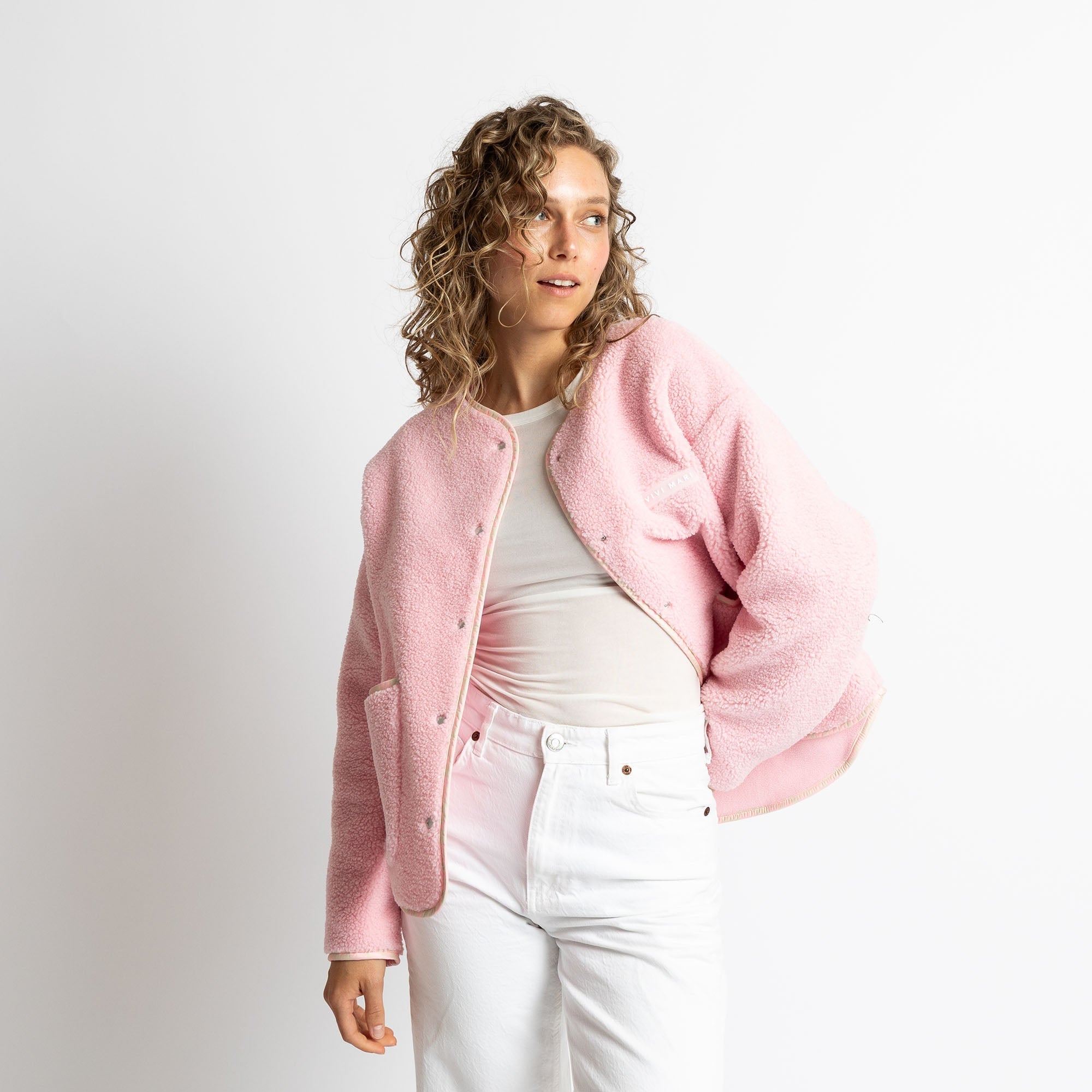 Teddy Fleece Jacket - candy pale pink - VIVI MARI