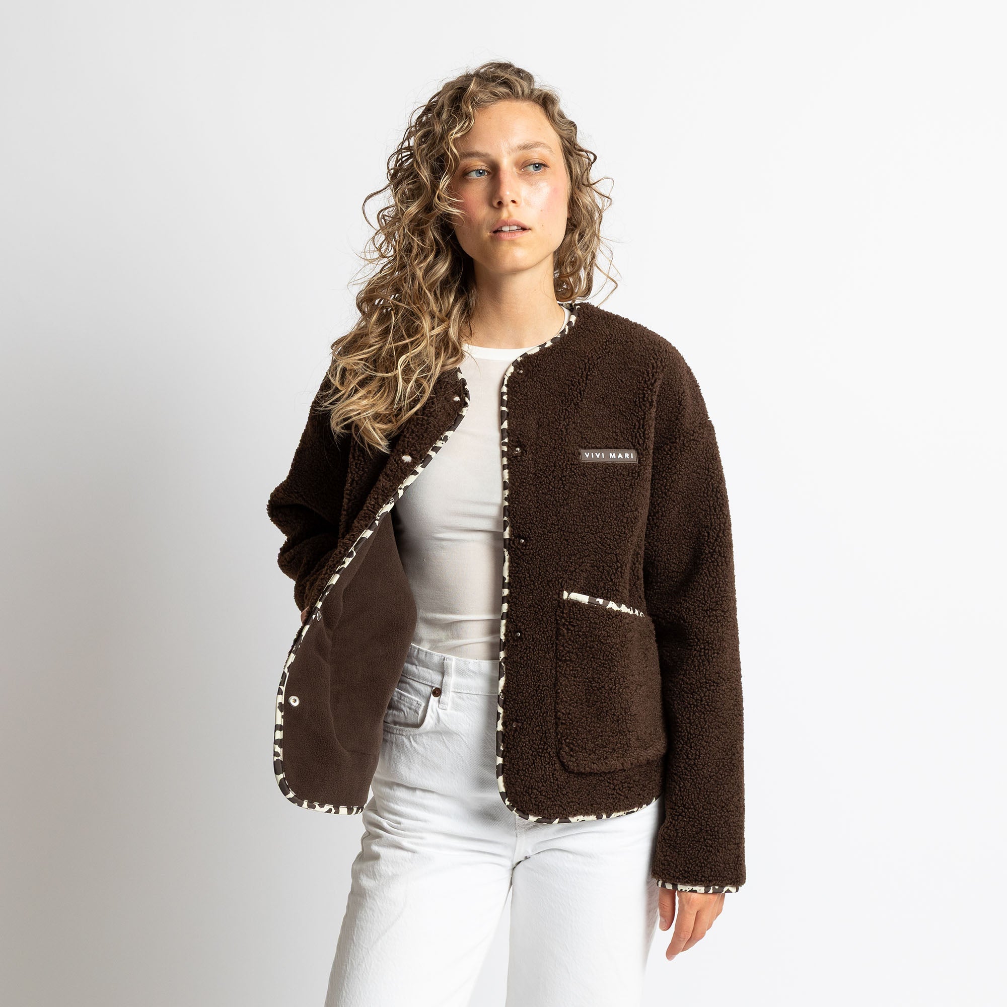 Teddy Fleece Jacket - chocolate - VIVI MARI