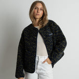 Teddy Fleece Jacket - leo splashes navy/olive - VIVI MARI